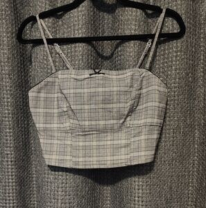 Wild Fable Gray Plaid Crop Top